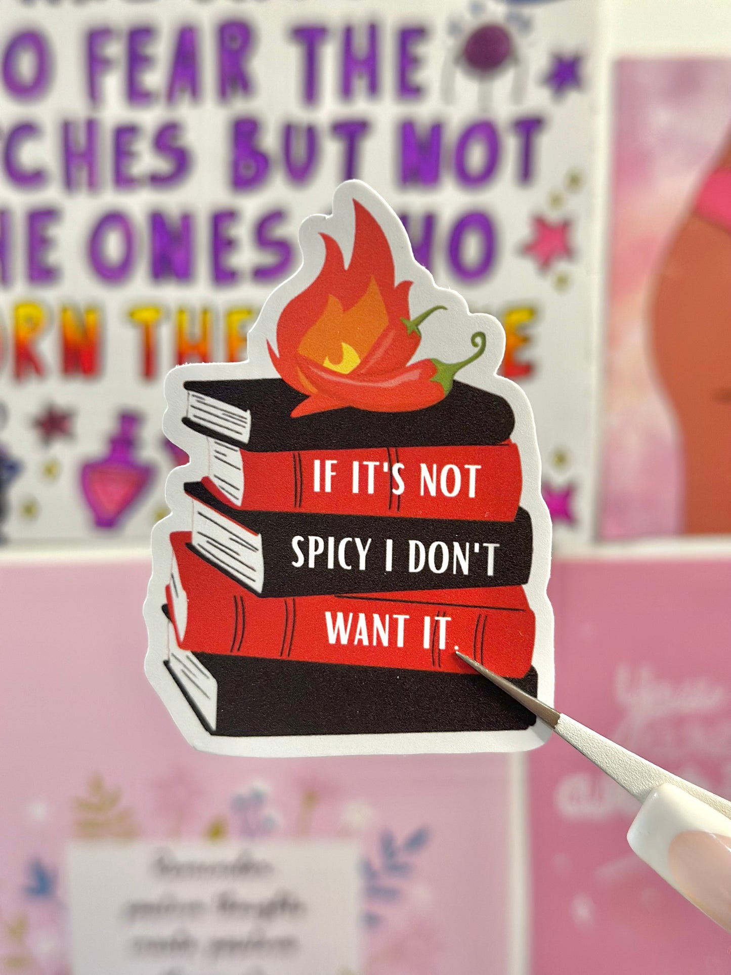 Spicy Book Stack Vinyl Sticker
