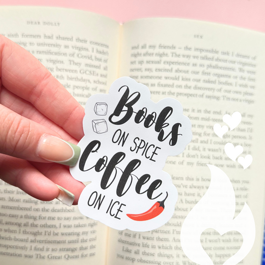 Books On Spice, Coffee On Ice Vinyl Sticker