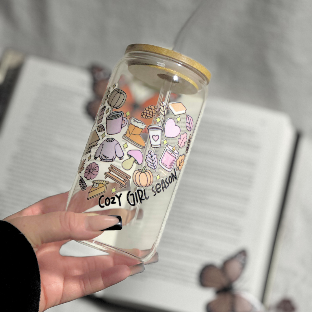 Cozy Girl Season 16oz Glass Cup