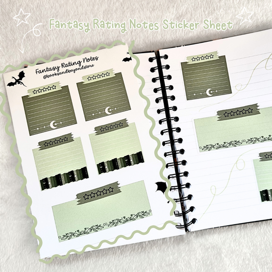 Fantasy Rating Notes A5 Sticker Sheet