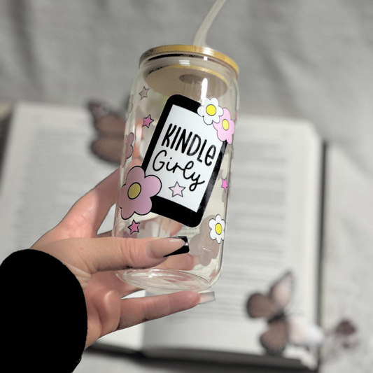 Kindle Girly 16oz Glass Cup