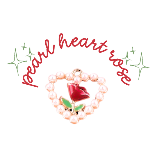 Pearl Heart Rose Charm